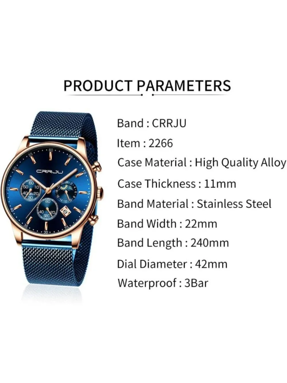 Stylish Men's Casual Chronograph Watch - Waterproof, Auto Date, Full Steel Mesh